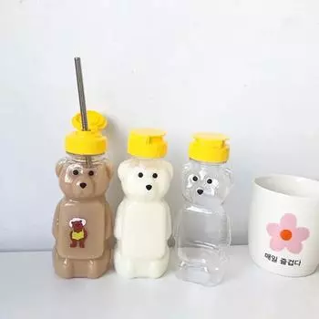 Милая мультяшная соломенная кружка с медведем, бутылка для воды с крышкой, герметичная, детский праздничный подарок, 250 мл, для дома, путешествий, пар