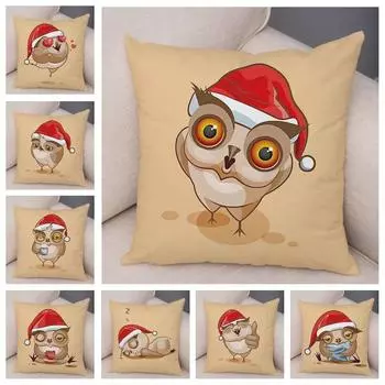 Милая мультяшная сова наволочка для кабинета офисная гостиная домашняя наволочка украшения для автомобиля 40x40cm