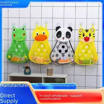 Милая мультяшная сумка для хранения в ванной и спальне - дышащий подвесной органайзер для детских банных принадлежностей. Panda, with suction cup, size 35*50cm красный