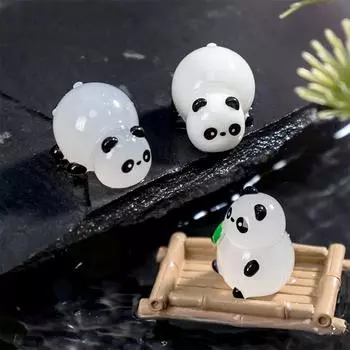 Милая мультяшная светящаяся бамбуковая панда игрушечная модель настольные мини украшения своими руками украшения для дома устойчивые к падениям украшения для автомобиля подарки