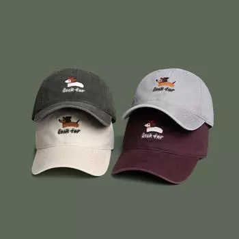 Милая мультяшная такса LOOK FOR бейсбольная кепка мужская и женская уличная мода мягкий верх кепка M56-58cm