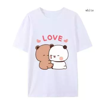 Милая мультяшная женская футболка с изображением медведя панды Bubu Dudu Kawaii Clothing Женская парная футболка Футболка Harajuku S