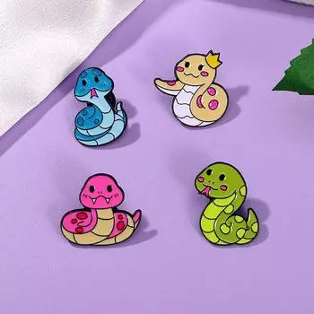Милая мультяшная змея, серия брошей, красочная змея, значок на лацкан, рюкзак, одежда, украшения, забавные декоративные булавки, аксессуары