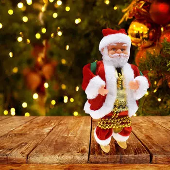 Милая музыкальная фигурка Санта-Клауса, поднимающаяся по веревочной лестнице, игрушка, подвесная рождественская кукла