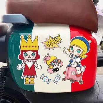 Милая наклейка на автомобиль Labubu, водонепроницаемая, солнцезащитная, наклейка на электромобиль, наклейка на окно грузовика, наклейка на кузов, светоотражающая, декоративная наклейка