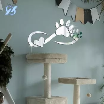 Милая наклейка на зеркало с отпечатком лапы животного 1 мм акриловая наклейка на стену в виде спальни в зоомагазине