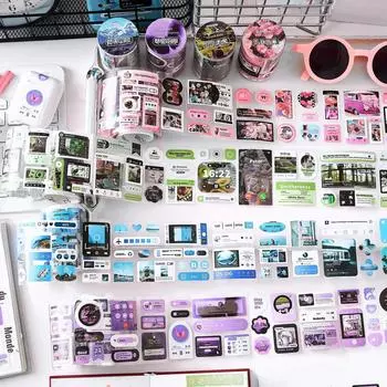 Милая наклейка в американском стиле с милой цветочной бабочкой, музыкальный плеер, телефон, серия, васи-ленты, сделай сам, декор, скрапбук, журнал, клейкая лента розовый