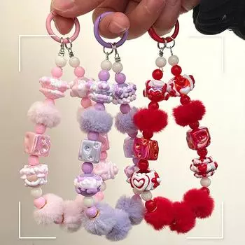 Милая нарисованная вручную цепочка для телефона из бисера, модная милая подвеска-брелок, креативный ремешок для телефона, украшение для сумки, подарки A6