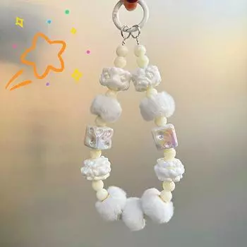 Милая нарисованная вручную цепочка для телефона из бисера, милый брелок-подвеска, креативный ремешок для телефона, защищающий от потери, сумка, украшения, подарки