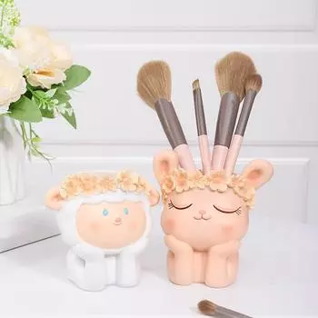 Милая настольная ваза, фигурка, держатель для ручек с дренажным отверстием, цветочный горшок, бонсай для украшения дома, офиса, спальни, украшения для хранения