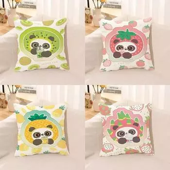 Милая наволочка с фруктами в виде панды, каваи, наволочка с анимацией из мультфильма, наволочка для гостиной, дивана, наволочка, детская комната, украшение дома 40x40cm