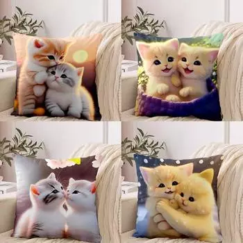 Милая наволочка с изображением кота для украшения общежития, офиса, гостиной, дивана, домашней наволочки 40x40cm