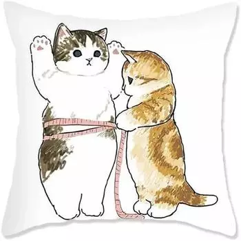 Милая наволочка с изображением кота, наволочка с изображением котенка, мягкая короткая плюшевая наволочка для дивана со скрытой молнией 35X35cm
