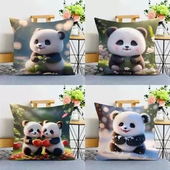 Милая наволочка с изображением панды в виде национального сокровища для украшения общежития, офиса, гостиной, дома 40x40cm