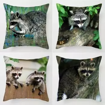 Милая наволочка с изображением животных, енота, дикой природы, для дома, кровати, стула, декора, наволочки для отеля 40x40cm