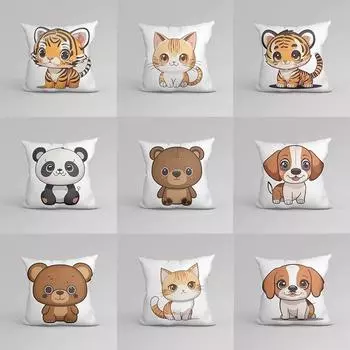 Милая наволочка с животным принтом для гостиной, дивана, детская игровая наволочка для детской комнаты, домашний декор, детский подарок 40x40cm