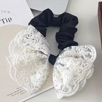 Милая нежная кружевная повязка для волос с бантом для женщин и девочек, нежный темпераментный ободок, прочная резинка, аксессуары для волос, подарки 1pc
