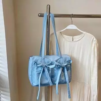 Милая нишевая дизайнерская сумка через плечо с дугой для женщин, ленивая модная плиссированная сумка из премиального холста