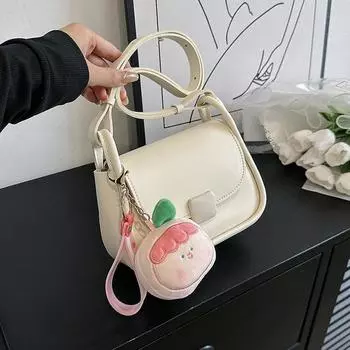 Милая нишевая сумка через подмышку женская весна 2024 года, новая модная маленькая квадратная сумка, повседневная простая сумка-мессенджер через плечо белый