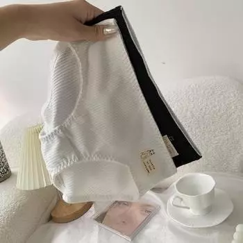 Милая нить, хлопок, девочка, чистый хлопок, антибактериальный промежность, мягкий, приятный для кожи, милый мультфильм, однотонные, средняя талия, треугольные трусики M белый