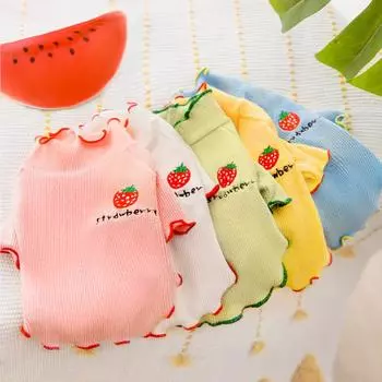 Милая нижняя рубашка клубничного цвета, весенне-летний тонкий кружевной дышащий однотонный свитер для щенка с котенком XS