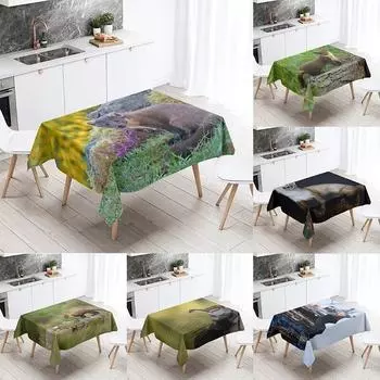 Милая норковая скатерть с изображением животных, украшение для стола в ресторане, водонепроницаемая прямоугольная кухонная скатерть, новый дом 40x70cm