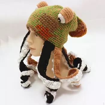 Милая новинка, шляпа, костюм осьминога, ручное плетение, щупальце для взрослых на Хэллоуин зелёный