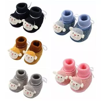 Милая обувь из овечьей шерсти с героями мультфильмов, детские зимние сапоги для малышей, для новорожденных девочек и мальчиков, очень теплые пинетки для снежных полей, ботинки для первых ходунков M
