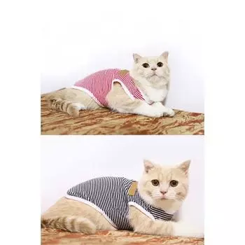 Милая одежда для домашних животных, полосатая одежда для кошек, мягкий летний жилет, одежда для кошек, рубашка для котят, футболка для домашних животных, костюм для кошек, одежда для маленьких собак XS оранжевый