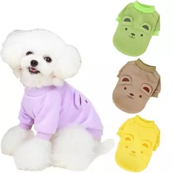 Милая одежда для домашних животных с медведем для маленьких и средних собак, куртка для кошек, теплый жилет для щенка, пальто для мопса, чихуахуа, французский бульдог, йорки S зелёный