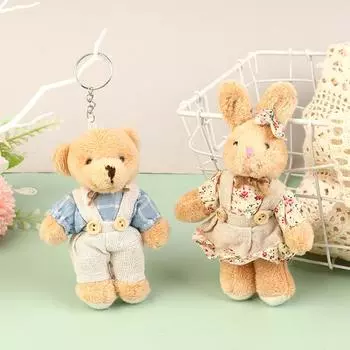 Милая одежда, медведь, плюшевая игрушка, мультяшный кролик, кулон, мягкая кукла, брелок, рюкзак, автомобильная сумка, кольцо для ключей, декор, подарок для ребенка C