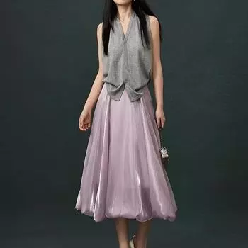 Милая однотонная яркая легкая юбка для бального платья, легкий роскошный дизайн, элегантная юбка-фонарик с зонтиком QT2454 one size чёрный