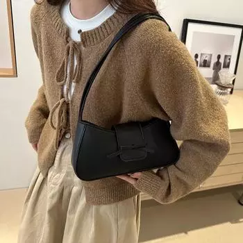 Милая однотонная сумка через плечо для женщин с бантом и магнитным клапаном. Идеально подходит для повседневного использования на работу и обратно.