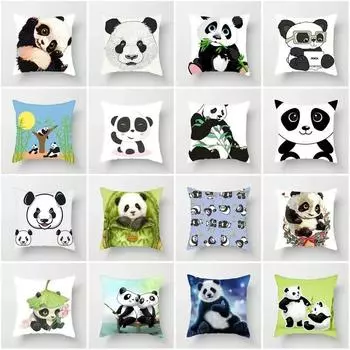 Милая панда с рисунком мультфильма для гостиной, дивана, автомобиля, наволочка, роскошное украшение для дома, наволочка 40x40cm