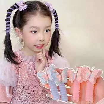 Милая плетеная резинка для волос «конский хвост» Милая принцесса Бабочка Хрустящие резинки для волос для детей Единорог Веревки для волос Детские головные уборы
