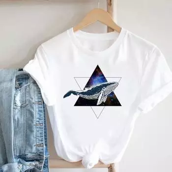 Милая пляжная футболка 90-х годов, модная футболка, милый стиль, одежда, повседневная женская футболка с коротким рукавом и принтом, женская футболка с графикой S