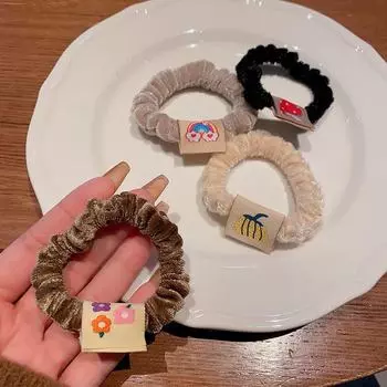 Милая плюшевая эластичная повязка для волос - бережная фиксация для хвоста F1023