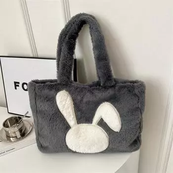 Милая плюшевая большая вместительная сумка-тоут для женщин, новая модная трендовая сумка через плечо, повседневная простая сумка