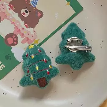 Милая плюшевая брошь-заколка для волос в виде рождественской елки двойного назначения для создания атмосферы рождественской вечеринки, аксессуары для пар и друзей, подарки для девочек