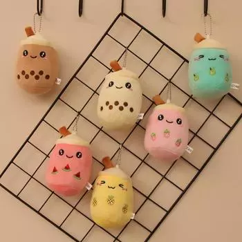 Милая плюшевая чашка с молоком, кулон, плюшевая игрушка, мультяшная кукла, сумка, подвесное украшение, кукла, брелок, кулон 4 inch