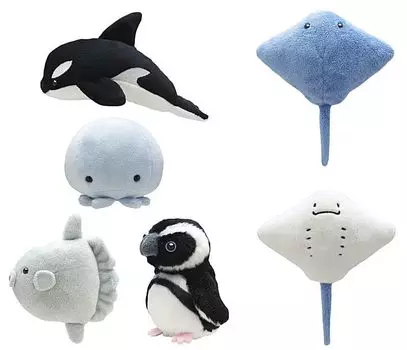 Милая плюшевая игрушка Аквариумные существа 2 типа Набор Gacha Gacha Capsule Игрушка [5 (Полный Полный)]