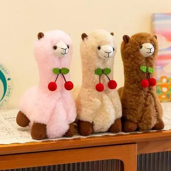 Милая плюшевая игрушка альпака вишня мультяшная мягкая кукла диванная подушка для девочек праздничный подарок на день рождения декор комнаты 25cm белый