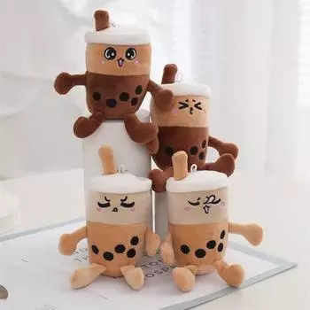 Милая плюшевая игрушка-чашка для чая с молоком и брелоком, школьная сумка, кулон, кукольный ларек, оптовая продажа 12 см