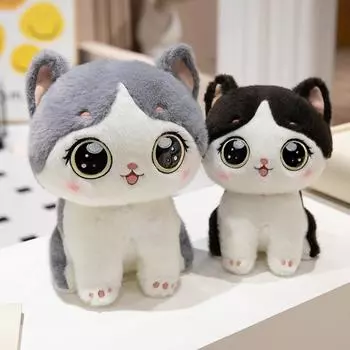 Милая плюшевая игрушка Duoduo Cat, большие глаза, улыбающаяся кошка, кукла, мягкая игрушка-зверь, детская игрушка, подарки на день рождения 25cm