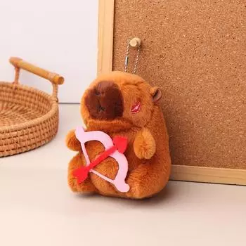 Милая плюшевая игрушка капибара, имитация куклы капибары, пушистая игрушка, купидон, плюшевая кукла капибала для подарков на День святого Валентина и день рождения розовый