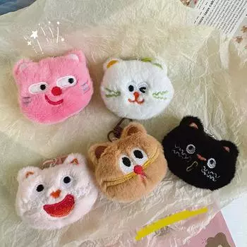 Милая плюшевая игрушка-кошка, брелок для ключей, пушистая мягкая набивная сумка-рюкзак, брелок для ключей, подарок для детей, подруги as the picture