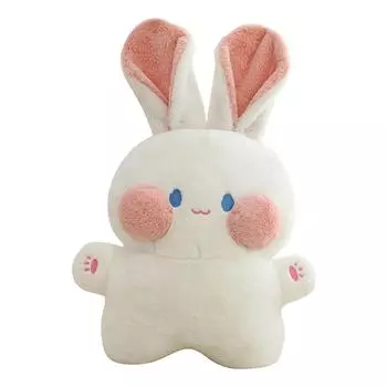 Милая плюшевая игрушка кролик, яркое выражение, мультяшное украшение, мягкая игрушка кролик для детей и девочек белый