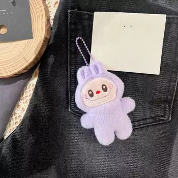 Милая плюшевая игрушка Лабубу с мультяшными персонажами, подвеска-монстр, мягкая кукла, плюшевый брелок для ключей от машины, рюкзака, сумки, декор фиолетовый