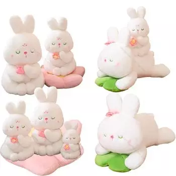 Милая плюшевая игрушка «Медитирующий на подушке-лотосе» Милый лежащий кролик Мягкая кукла-подушка в стиле аниме Мягкие детские игрушки Подарки