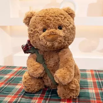Милая плюшевая игрушка Медведь для обнимашек в клетчатом шарфе, Успокаивающая кукла-медведь, Отправить девушке на День святого Валентина, Медведь из роз Rose Bear 25cm
